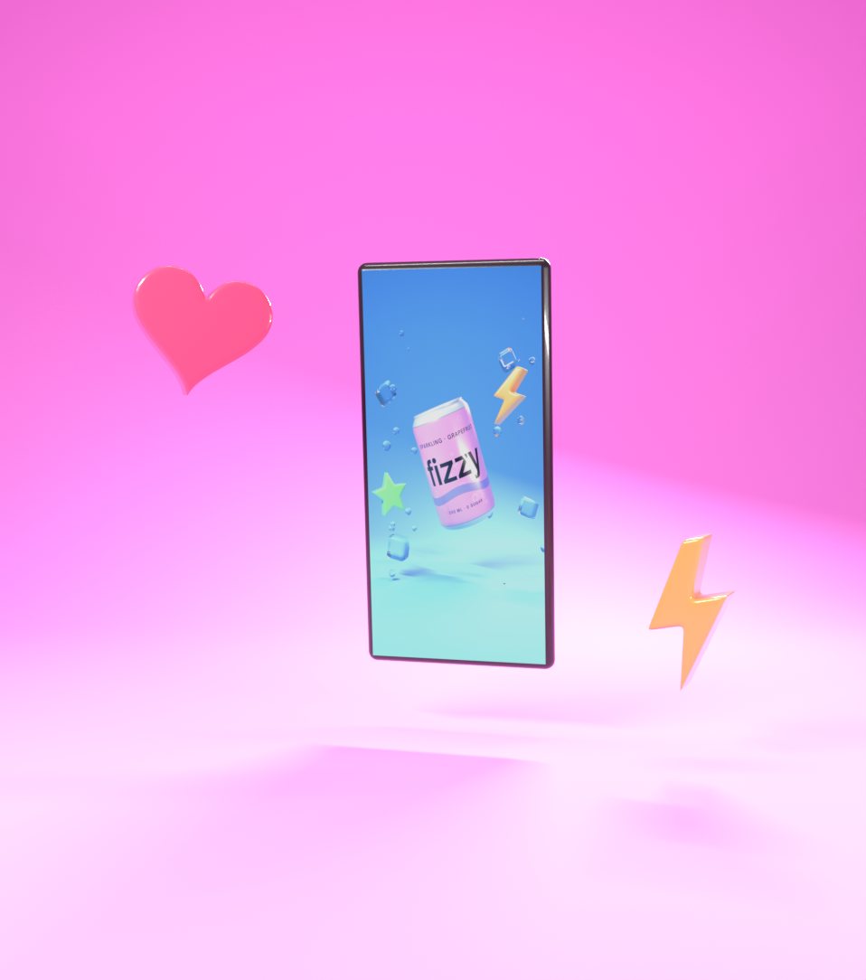 Phone showing a Fizzy ad